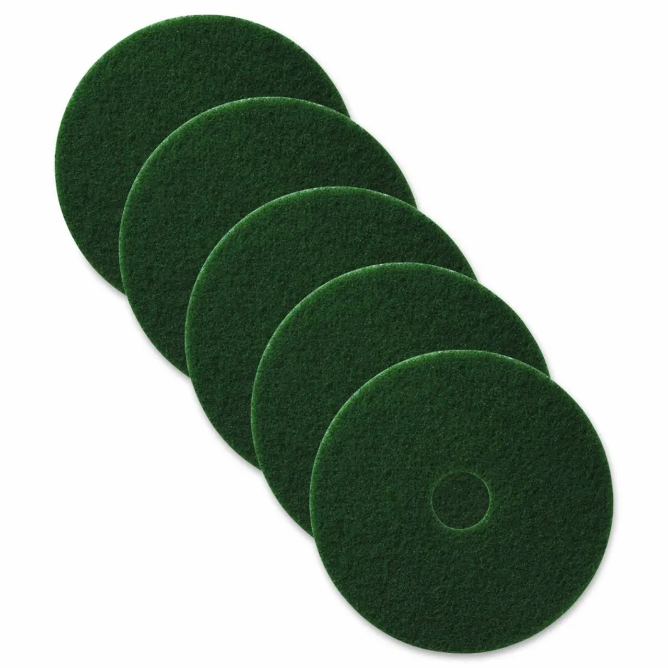 Americo Scrubbing Pads, 20" Diameter, Green, 5/Carton