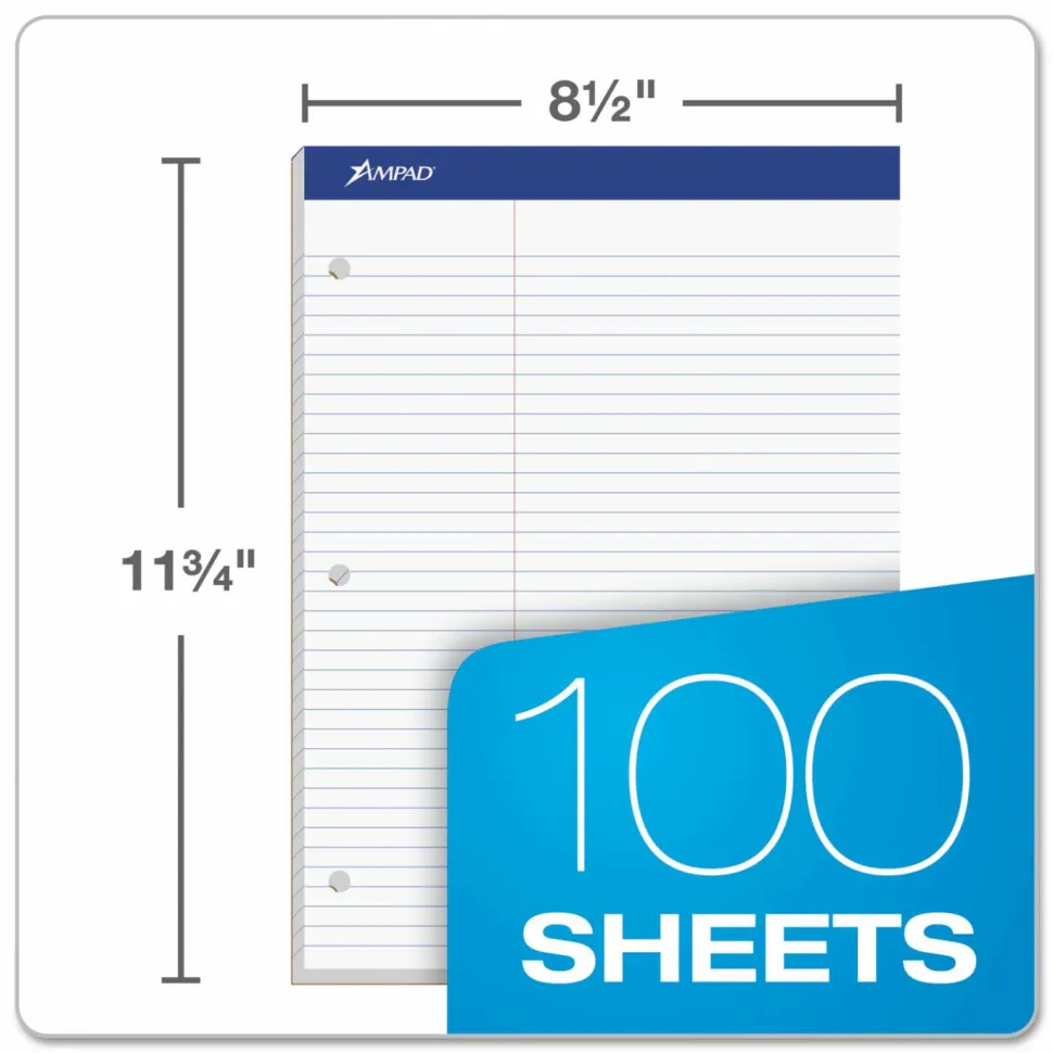 Ampad Evidence Dual Pad, 8 1/2" x 11 3/4", Law Ruled, 50 Sheets, White