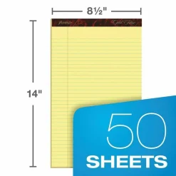 Ampad Gold Fibre Quality Writing Pads, Wide/Legal Rule, (50) Canary Yellow 8.5 x 14 Sheets, Dozen