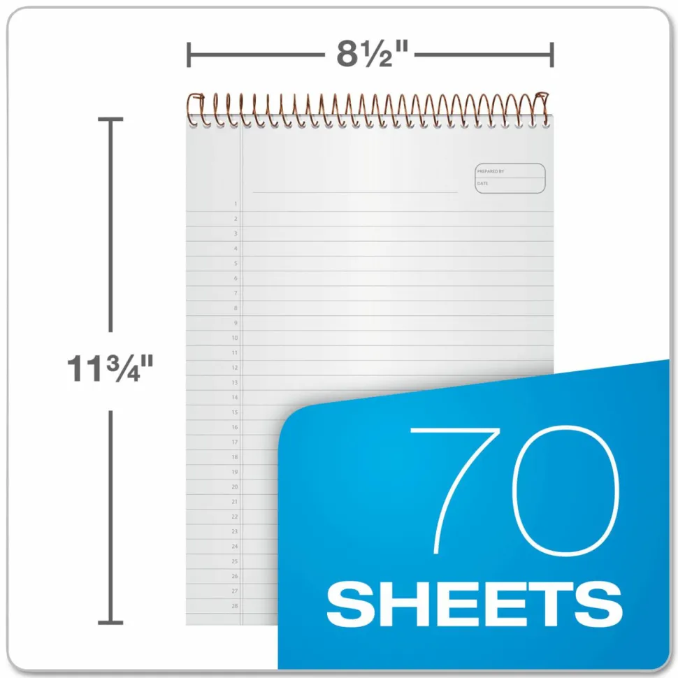 Ampad Gold Fibre Wirebound Legal Pad - 70 Sheets - Wire Bound - 20 lb Basis Weight - 8 1/2"x11 3/4" Sheet Size - 20815