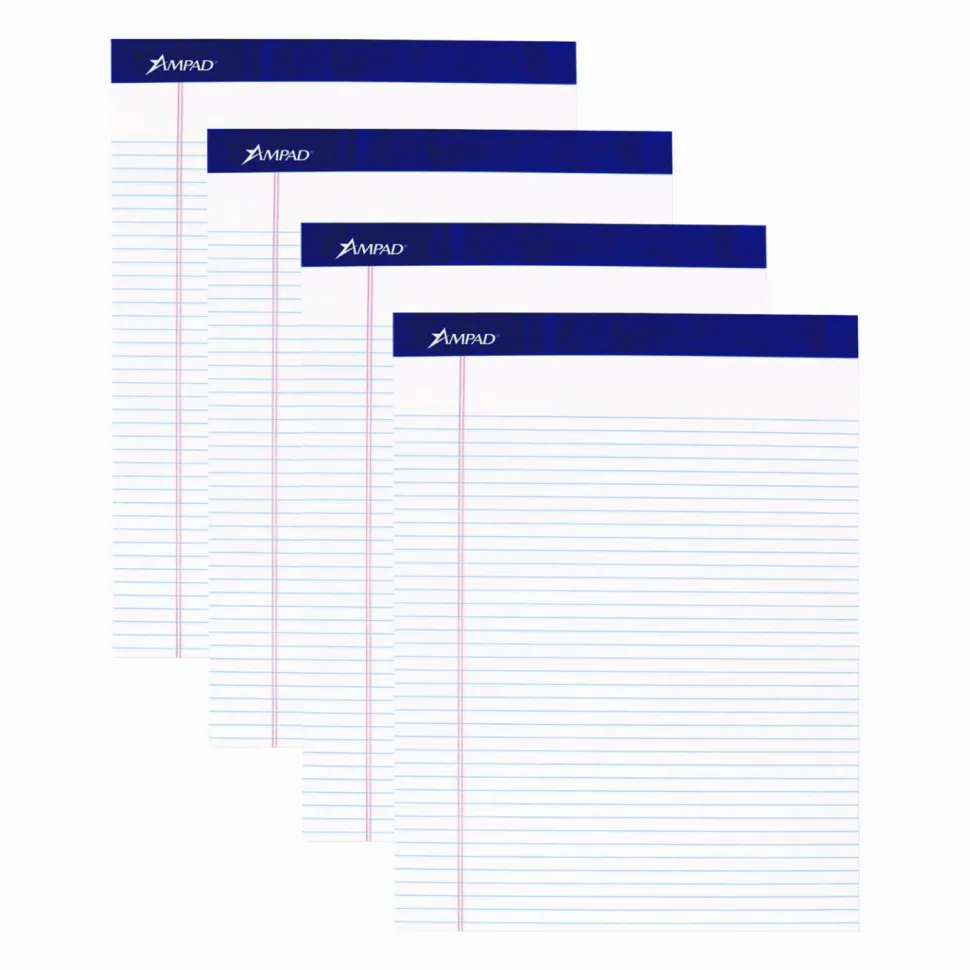 Ampad Legal Ruled Pads, Narrow Rule, (50) White 8.5 x 11 Sheets, 4/Pack