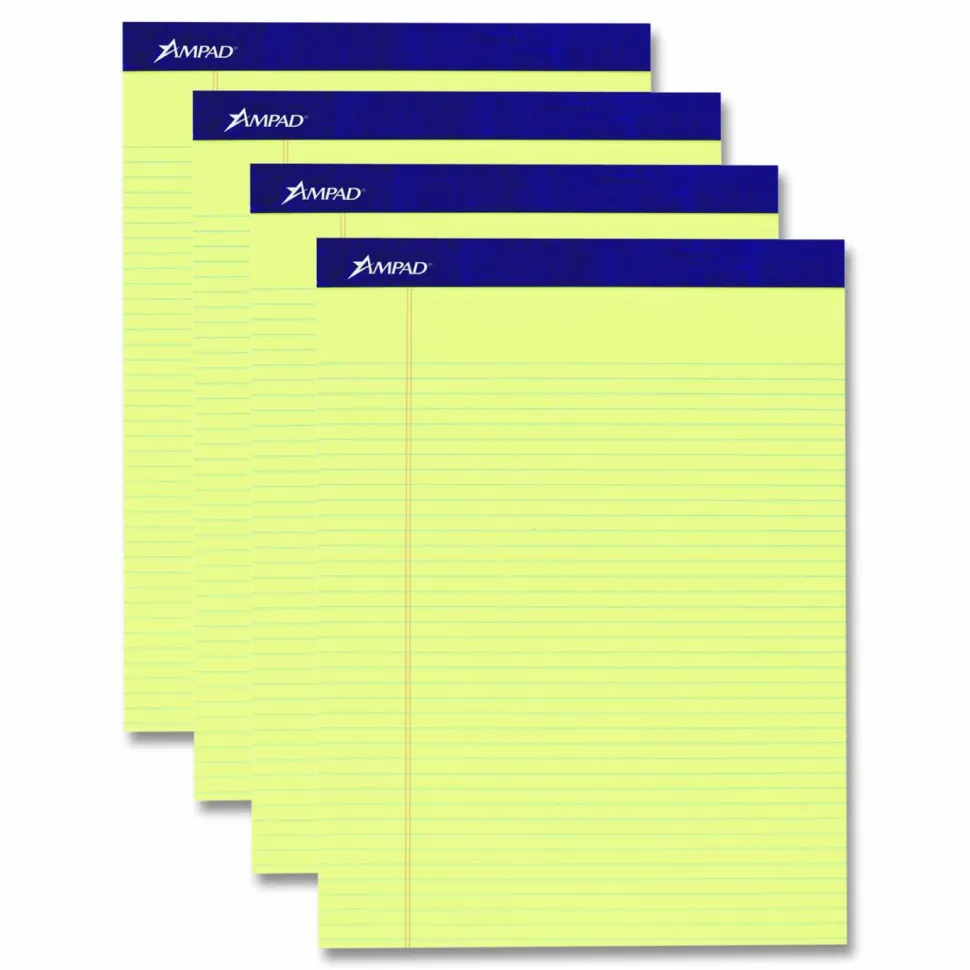 Ampad Legal Ruled Pads, Narrow Rule, (50) Canary Yellow 8.5 x 11 Sheets, 4/Pack