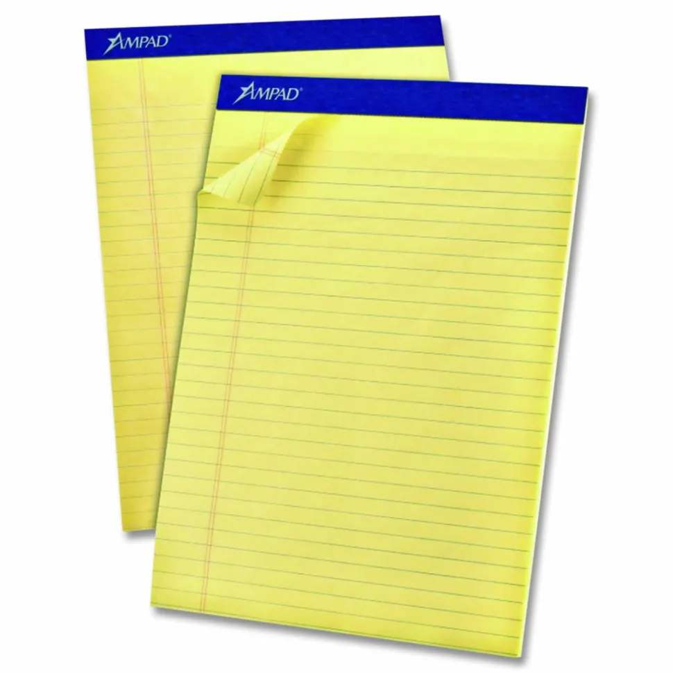 Ampad Legal Ruled Pads, Narrow Rule, (50) Canary Yellow 8.5 x 11 Sheets, 4/Pack