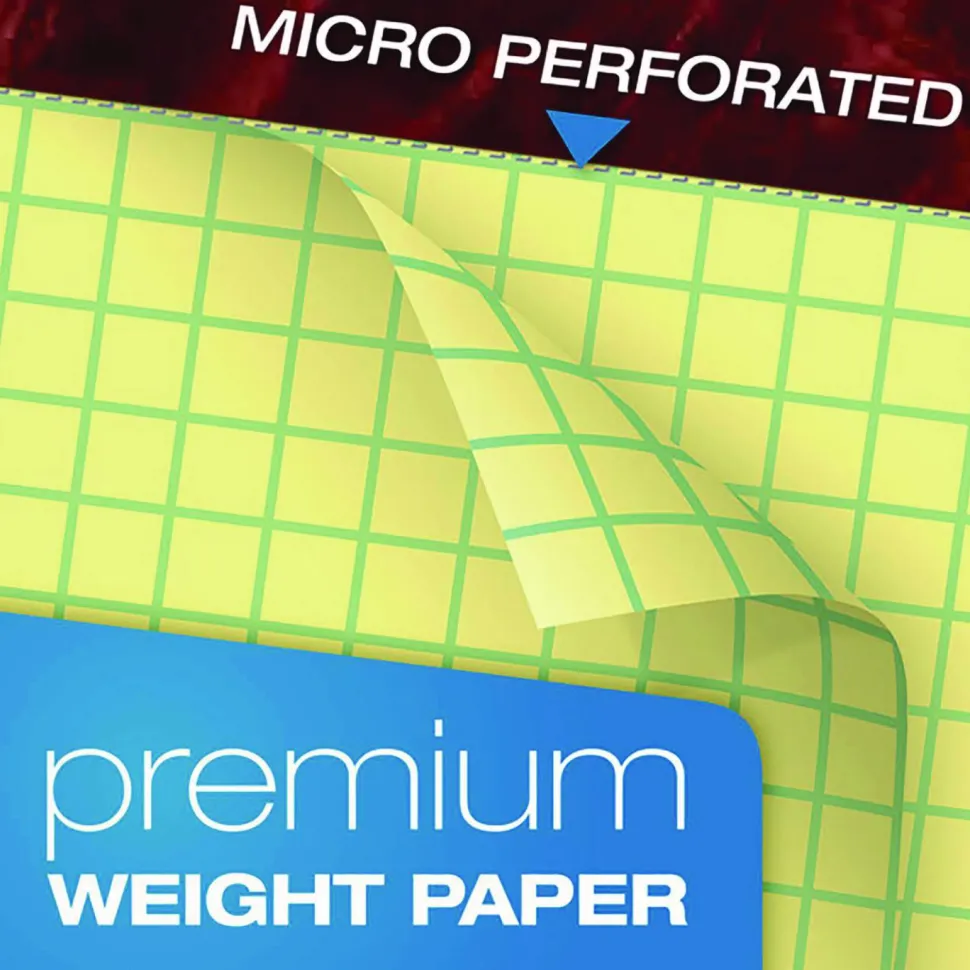 Ampad Mediumweight Quadrille Pad, 8 1/2" x 11", Quadrille Ruled, 50 Sheets, Canary Yellow