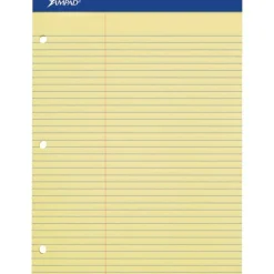 Ampad Perforated 3-Hole Punched Dual Writing Pad, Law Rule, 8 1/2