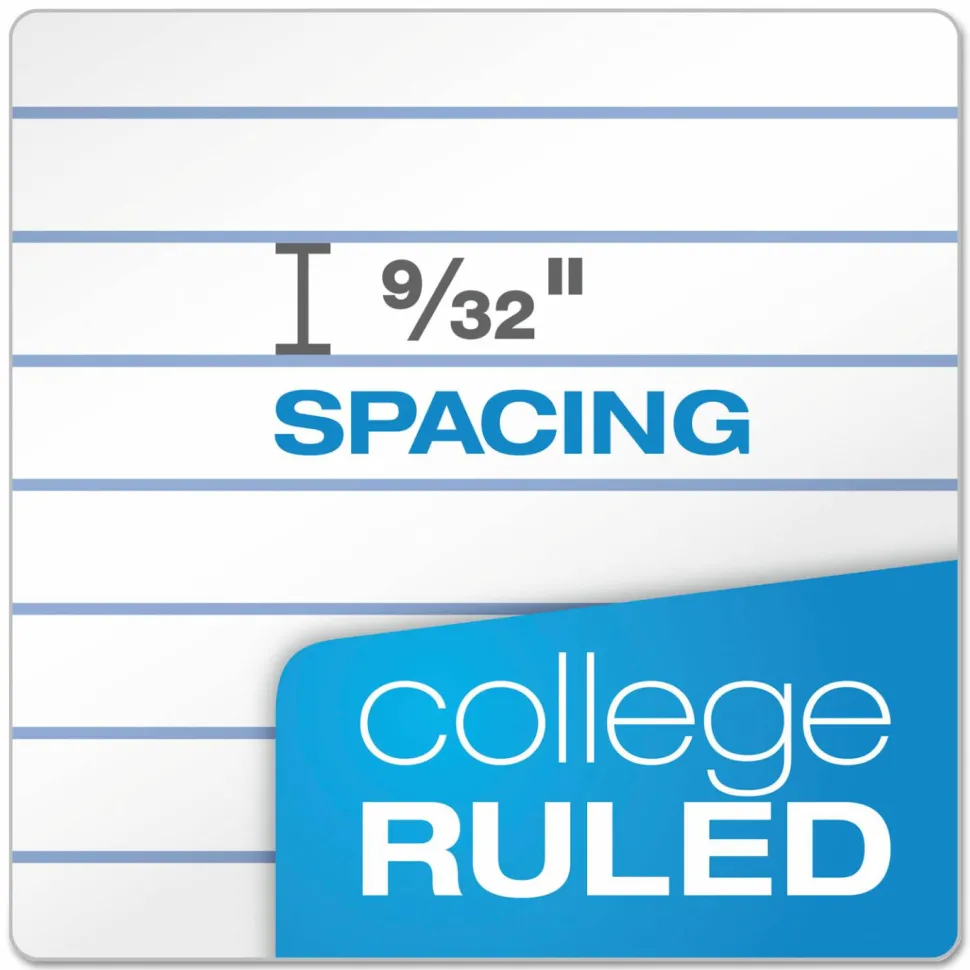 Ampad Perforated 3 Hole Punched Ruled Double Sheet Pad, Letter Size, 100 Sheets, White