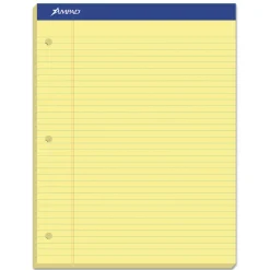 Ampad Perforated 3 Hole Punched Ruled Double Sheet Pad, Wide/Legal Rule, 100 Sheets, 8 1/2