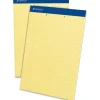 Ampad Perforated Ruled Pads, 2 Hole Punched, Letter Size, 50 Sheets, Ruled, Canary Yellow, Box Of 12