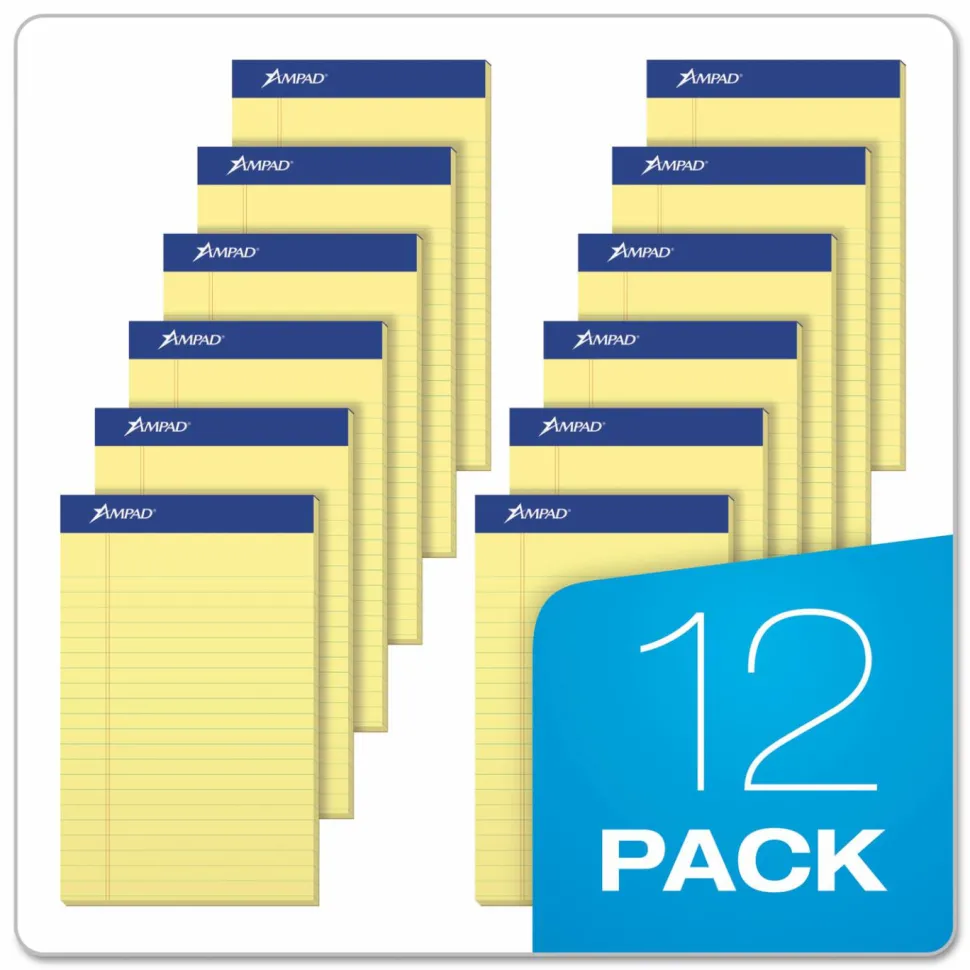 Ampad Perforated Ruled Pads - 50 Sheets - Stapled - 0.28" Ruled - 5"x8" Sheet Size - Dark Blue Binding - 20204