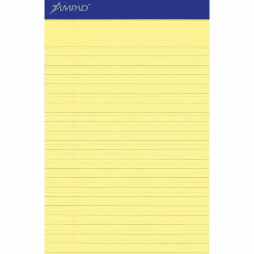 Ampad Perforated Ruled Pads - 50 Sheets - Stapled - 0.28" Ruled - 5"x8" Sheet Size - Dark Blue Binding - 20204