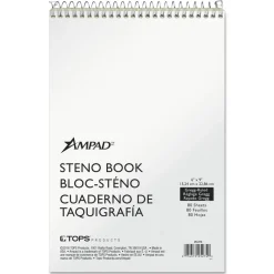 Ampad Steno Pads, Tan Cover, Gregg Rule, (80) Green-Tint 6 x 9 Sheets