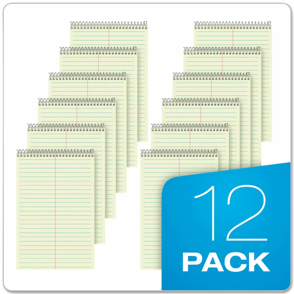 Ampad Steno Pads, Tan Cover, Gregg Rule, (80) Green-Tint 6 x 9 Sheets