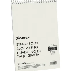 Ampad Steno Pads, Tan Cover, Gregg Rule, (80) Green-Tint 6 x 9 Sheets