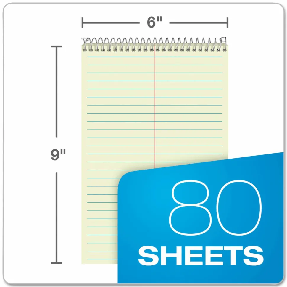 Ampad Steno Pads, Tan Cover, Gregg Rule, (80) Green-Tint 6 x 9 Sheets