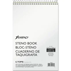 Ampad Steno Pads, Tan Cover, Gregg Rule, (60) Green-Tint 6 x 9 Sheets