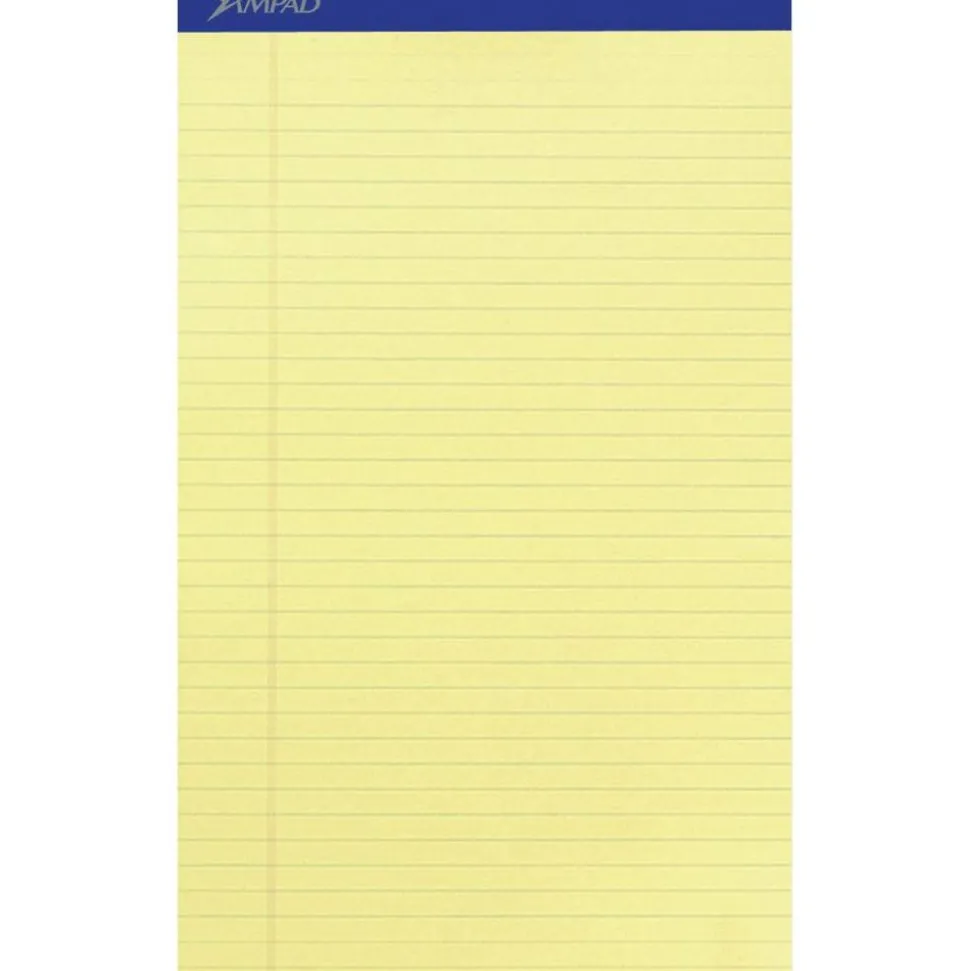 Ampad Writing Pad - 50 Sheets - Stapled - 0.34" Ruled - 15 lb Basis Weight - Legal - 8 1/2"x14" Sheet Size - 20230