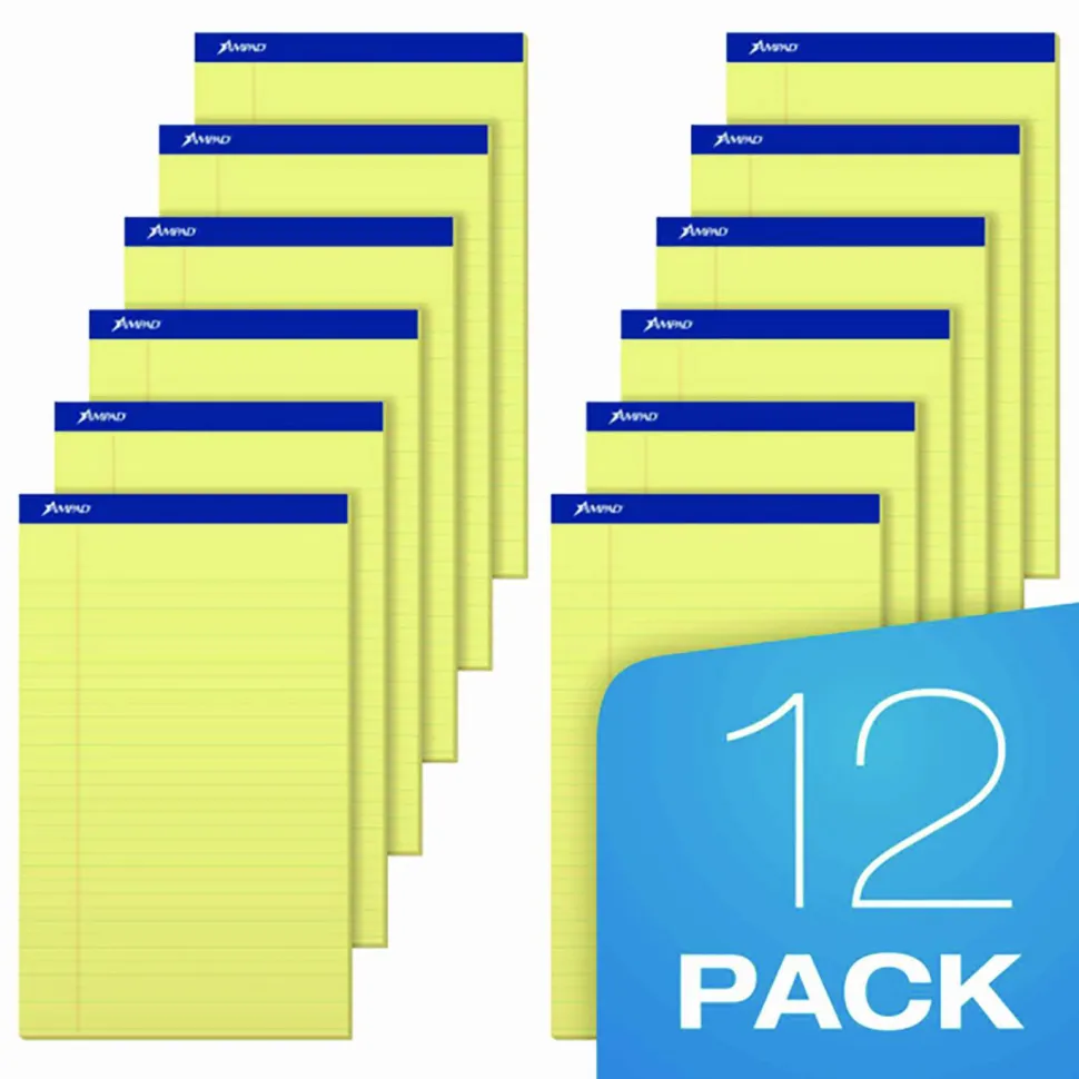 Ampad Writing Pad - 50 Sheets - Stapled - 0.34" Ruled - 15 lb Basis Weight - Legal - 8 1/2"x14" Sheet Size - 20230
