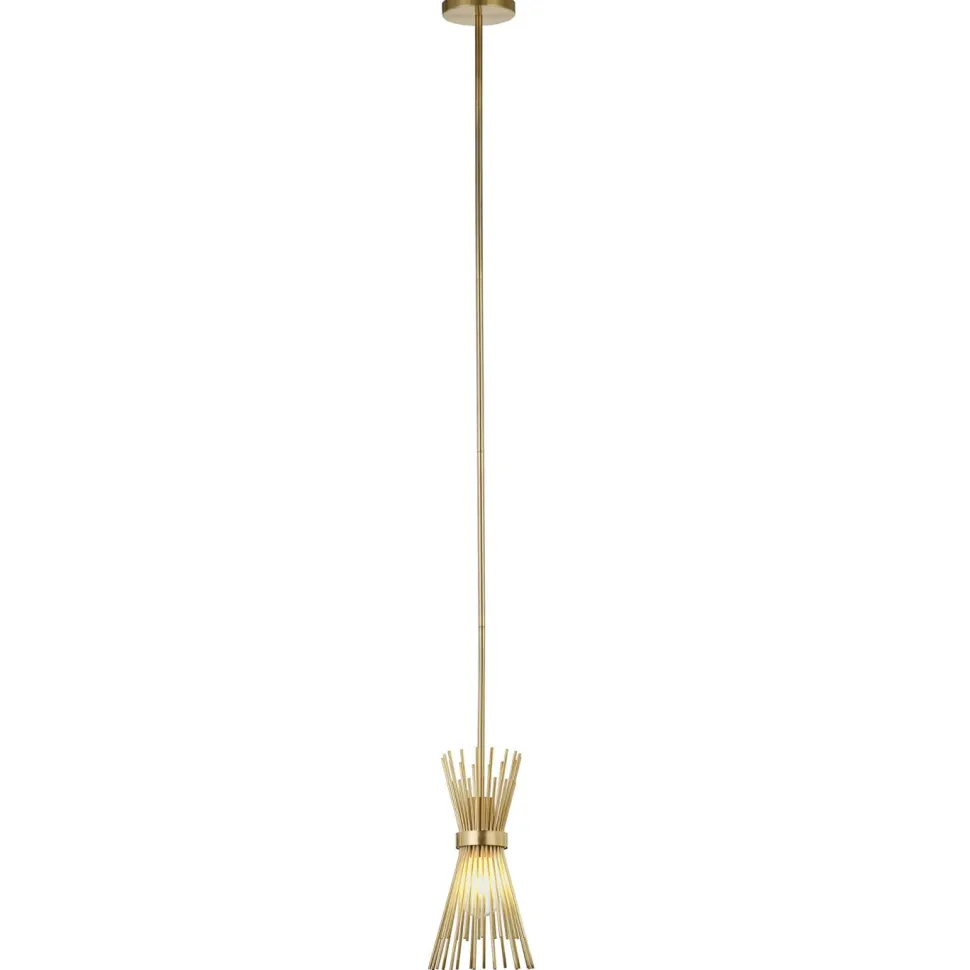 Andromeda 7" Wide Starburst Pendant with Metal Shade in Brass/Brass