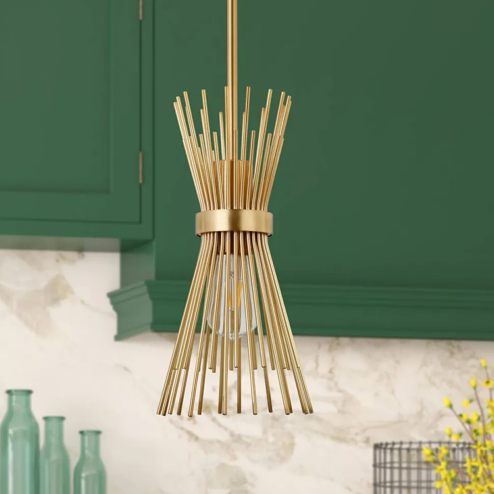 Andromeda 7" Wide Starburst Pendant with Metal Shade in Brass/Brass