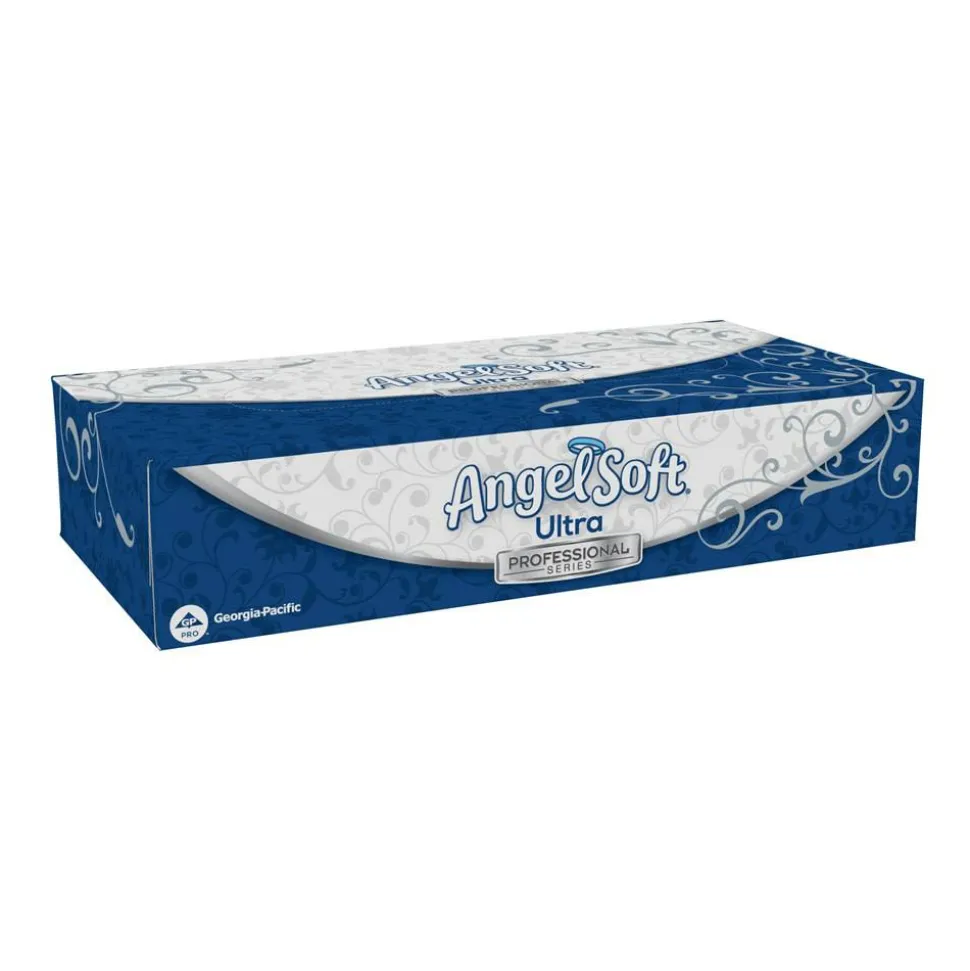 Angel Soft by GP PRO Ultra Professional Series 2-Ply Facial Tissue, Flat Box, White, 125 Tissues Per Box, 10 Boxes