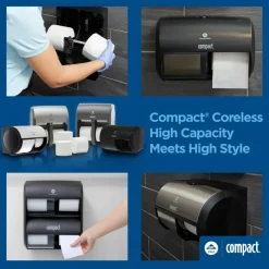 Angel Soft Compact by GP PRO, 2 Ply, Premium Embossed Coreless Toilet Paper, 4x3.8, 20% Recycled, White, 1125 Sheets, 18 Rolls per Case