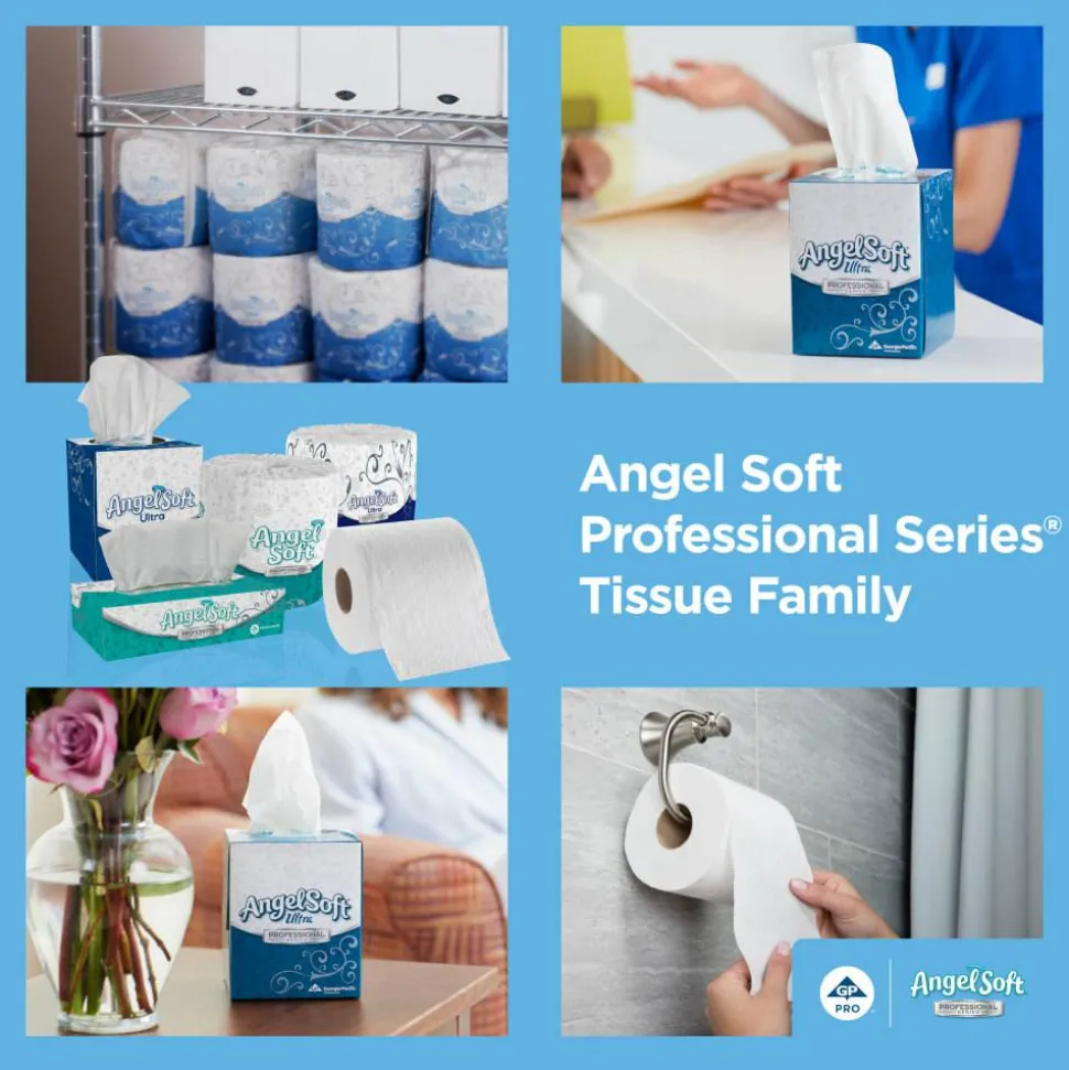Angel Soft Professional Series 2-Ply Facial Tissue, Flat Box, White, 10% Recycled Fiber, 30 Boxes Per Case, 100 Sheets Per Box