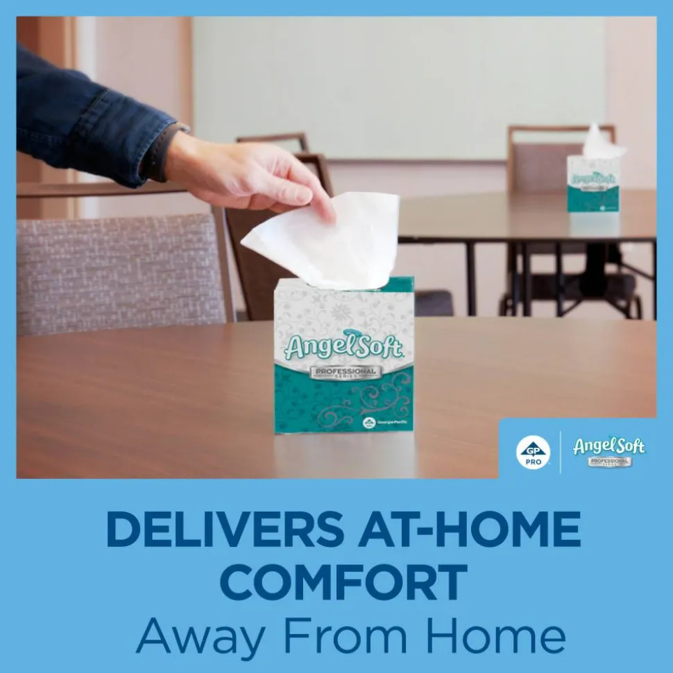 Angel Soft Professional Series 2-Ply Facial Tissue, Flat Box, White, 10% Recycled Fiber, 30 Boxes Per Case, 100 Sheets Per Box