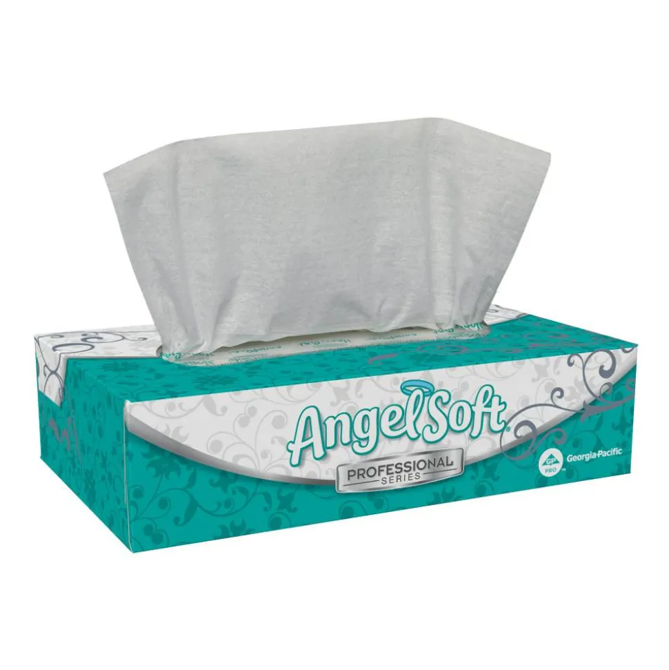 Angel Soft Professional Series 2-Ply Facial Tissue, Flat Box, White, 10% Recycled Fiber, 30 Boxes Per Case, 100 Sheets Per Box