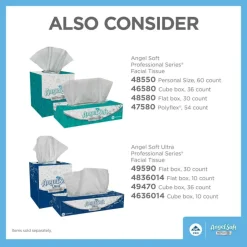 Angel Soft Professional Series 2-Ply Facial Tissue, Flat Box, White, 10% Recycled Fiber, 30 Boxes Per Case, 100 Sheets Per Box