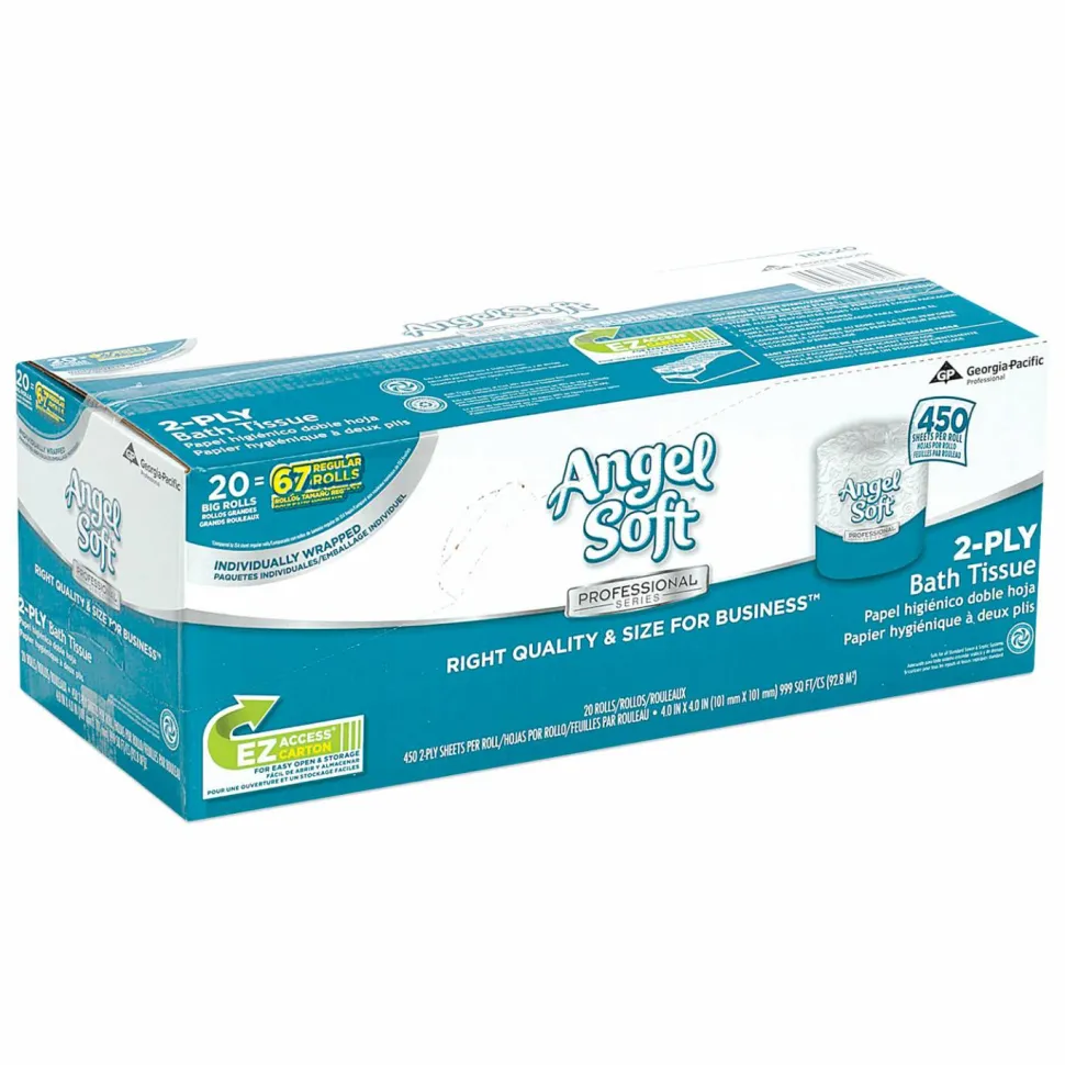 Angel Soft Professional Series by GP PRO Premium 2-Ply Toilet Paper, 450 Sheets Per Roll, Pack Of 20 Rolls
