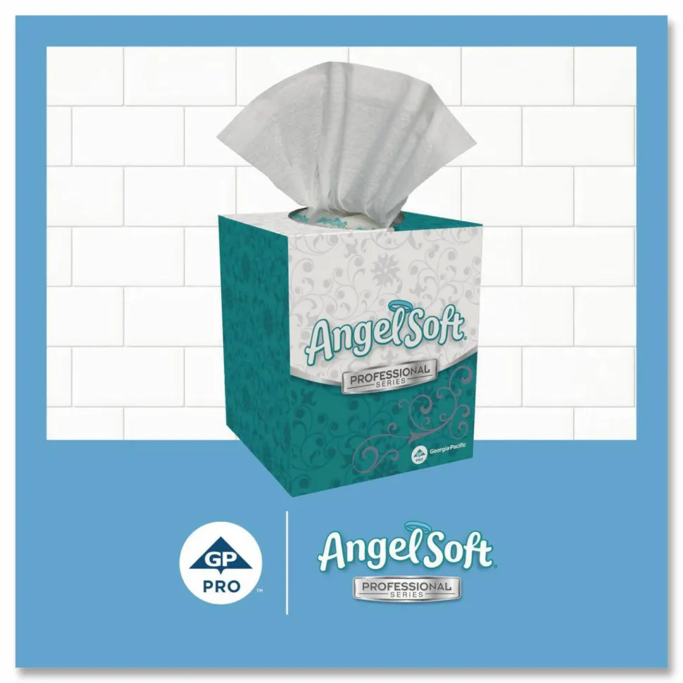 Angel Soft Professional Series 2-Ply Facial Tissue, Cube Box, White, 10% Recycled Fiber, 36 Boxes Per Case, 96 Sheets Per Box