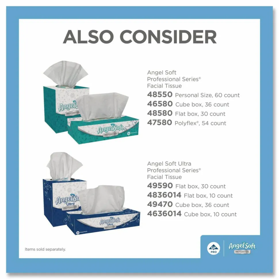 Angel Soft Professional Series 2-Ply Facial Tissue, Cube Box, White, 10% Recycled Fiber, 36 Boxes Per Case, 96 Sheets Per Box