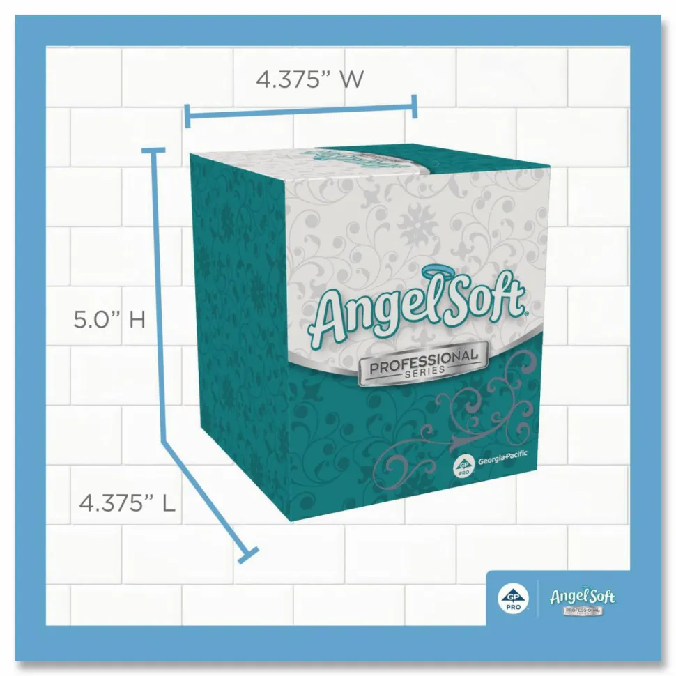 Angel Soft Professional Series 2-Ply Facial Tissue, Cube Box, White, 10% Recycled Fiber, 36 Boxes Per Case, 96 Sheets Per Box