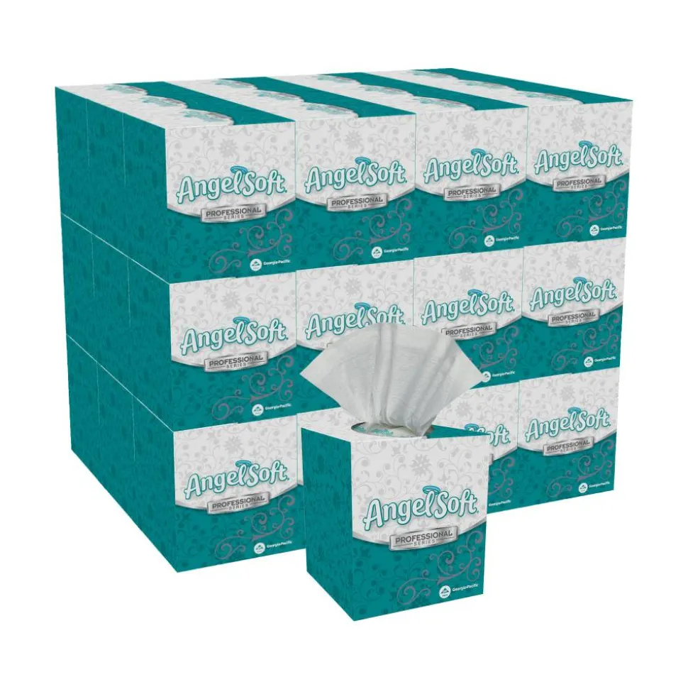 Angel Soft Professional Series 2-Ply Facial Tissue, Cube Box, White, 10% Recycled Fiber, 36 Boxes Per Case, 96 Sheets Per Box