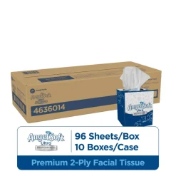 Angel Soft Ultra Professional Series Premium 2-Ply Facial Tissue, Cube Box, White, 10 Boxes Per Case, 96 Tissues Per Box