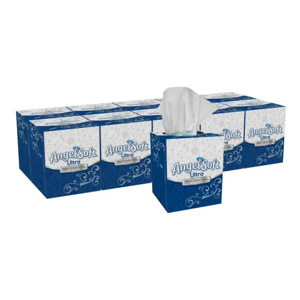 Angel Soft Ultra Professional Series Premium 2-Ply Facial Tissue, Cube Box, White, 10 Boxes Per Case, 96 Tissues Per Box