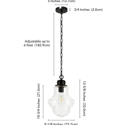 Annie 9.13" Wide Pendant with Glass Shade in Blackened Bronze/Clear