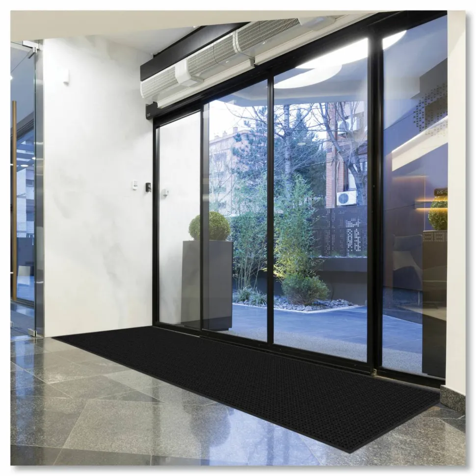 Apache Mills Absorba Select Entry Mat, Rectangular, Pepper/Black Crush-Resistant Needle-Punched Surface, 36" x 10 ft