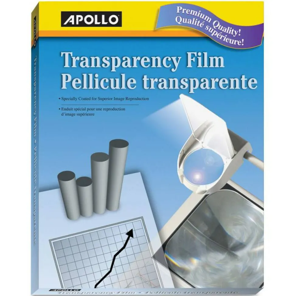 Apollo Laser Printer Transparency Film, 8 1/2" x 11", Box Of 50 Sheets