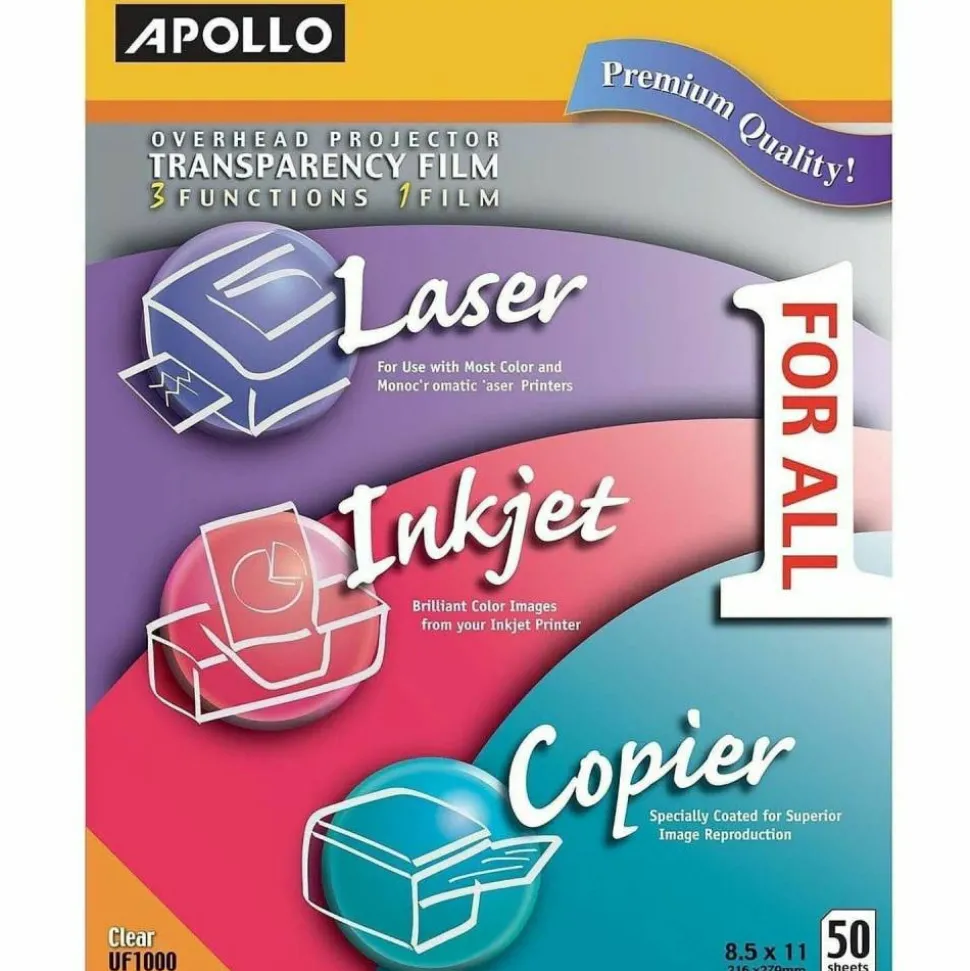 Apollo Multifunction Universal Film Without Stripe, 8 1/2" x 11", Pack Of 50