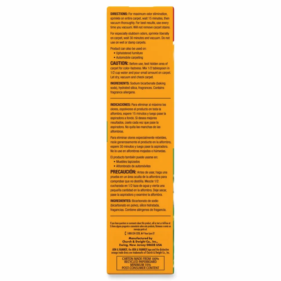 Arm & Hammer Extra-Strength Carpet Odor Eliminator, Original Scent, 30 Oz Box, Case Of 6