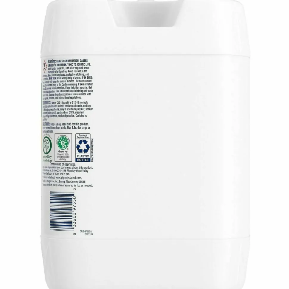Arm & Hammer HE Compatible Liquid Detergent, Free and Clear/Unscented, 640 Loads, 5 gal Jug