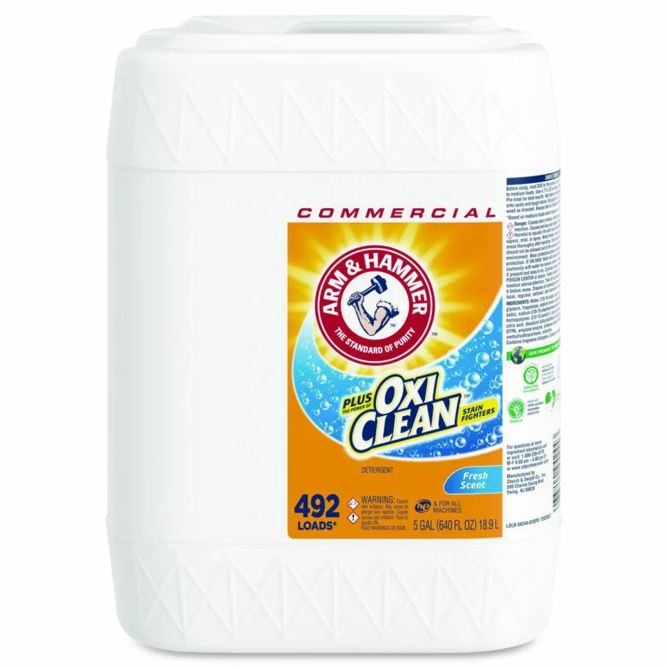 Arm & Hammer Plus OxiClean Laundry Detergent, 492 Loads, Fresh Scent, 5 gal Jug