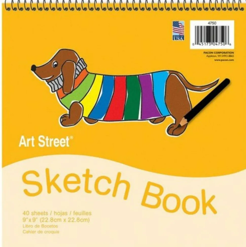 Art Street Sketch Book, 9" x 9", 40 Sheets, White