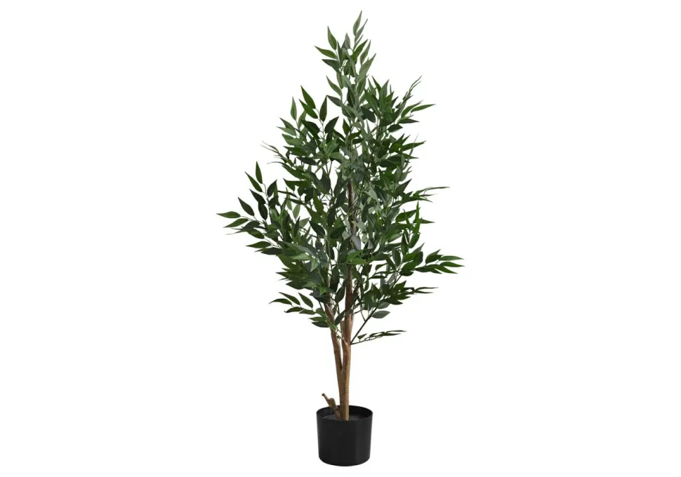 Artificial Plant, 47" Tall, Acacia Tree, Indoor, Faux, Fake, Floor, Greenery, Potted, Silk, Decorative, Green Leaves, Black Pot