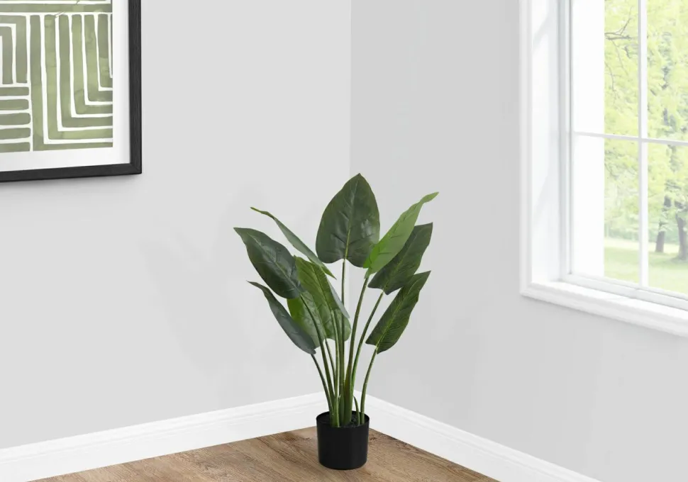 Artificial Plant, 37" Tall, Aureum Tree, Indoor, Faux, Fake, Floor, Greenery, Potted, Real Touch, Decorative, Green Leaves, Black Pot