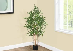 Artificial Plant, 50" Tall, Bamboo Tree, Indoor, Faux, Fake, Floor, Greenery, Potted, Decorative, Green Leaves, Black Pot