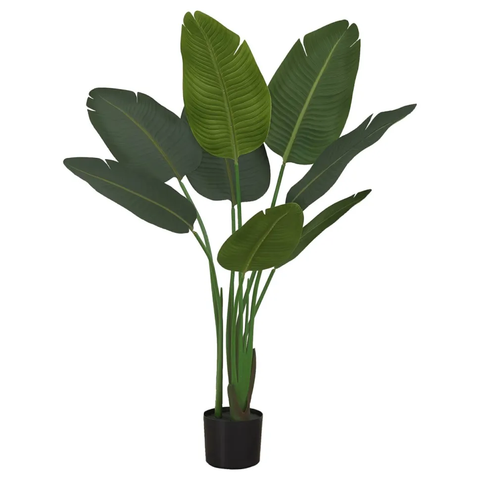 Artificial Plant, 44" Tall, Bird Of Paradise Tree, Indoor, Faux, Fake, Floor, Greenery, Potted, Decorative, Green Leaves, Black Pot