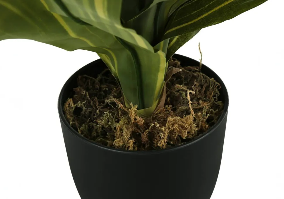 Artificial Plant, 17" Tall, Dracaena, Indoor, Faux, Fake, Table, Greenery, Potted, Real Touch, Decorative, Green Leaves, Black Pot