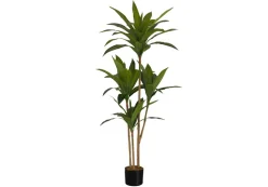 Artificial Plant, 51" Tall, Dracaena Tree, Indoor, Faux, Fake, Floor, Greenery, Potted, Real Touch, Decorative, Green Leaves, Black Pot